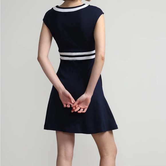NWT New York & Co Colorblock Accent Wrap Dress Navy Size XL - Picture 2 of 6